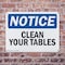 Signmission Clean Your Tables, 24 in W x Rectangle, Plastic OS-2PACK-NS-P-1824-L-10642 - alternate 5